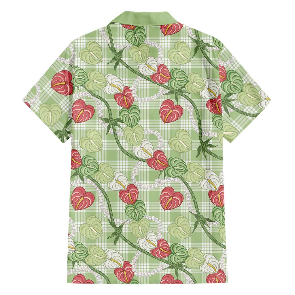 Anthurium Pikake Ti Leaf Palaka Family Matching Tank Maxi Dress and Hawaiian Shirt Green Version LT01 - Polynesian Pride