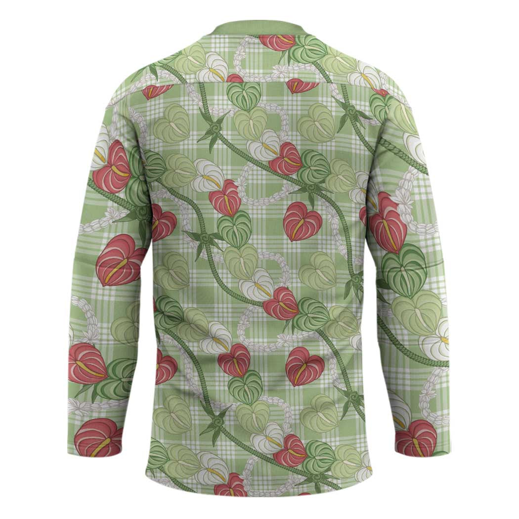 Anthurium Pikake Ti Leaf Palaka Hockey Jersey Green Version