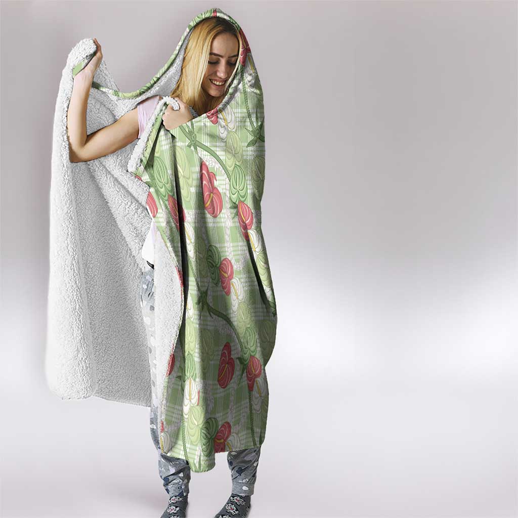 Anthurium Pikake Ti Leaf Palaka Hooded Blanket Green Version