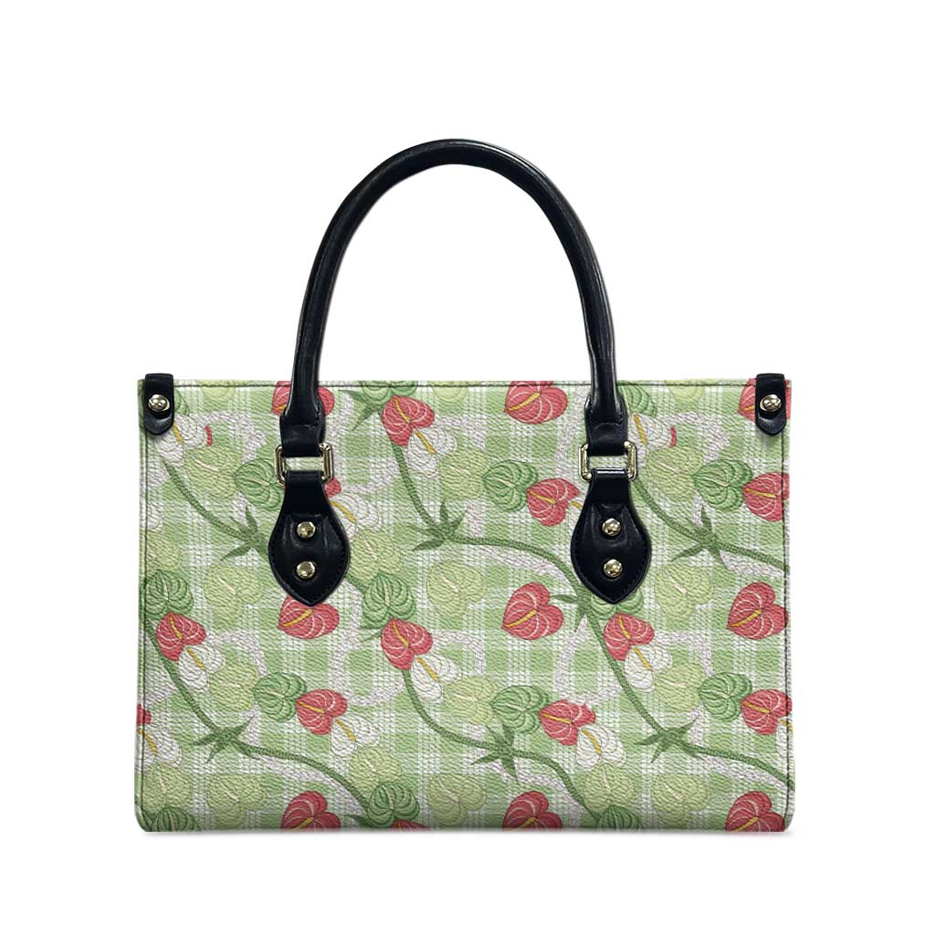 Anthurium Pikake Ti Leaf Palaka Leather Bag Green Version