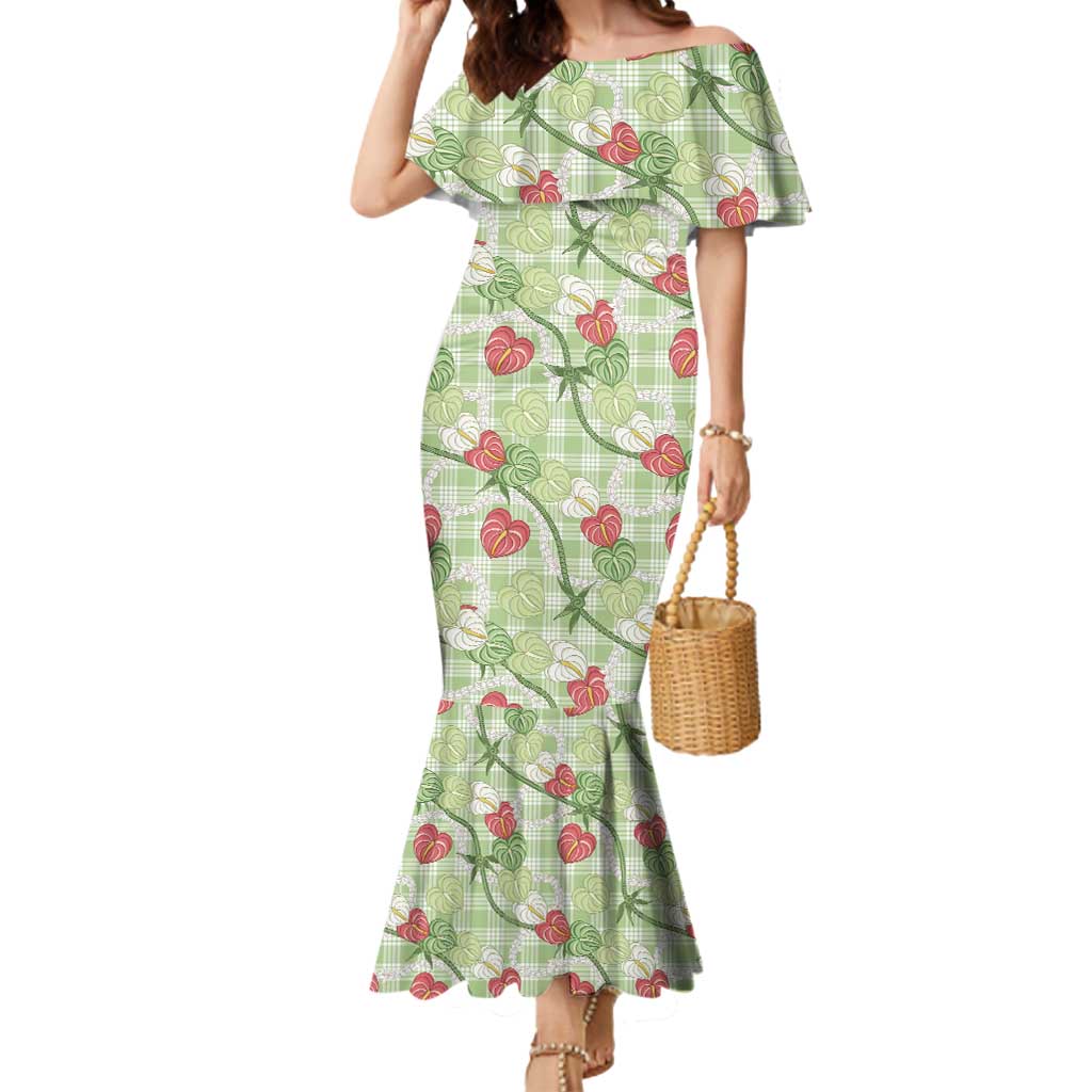 Anthurium Pikake Ti Leaf Palaka Mermaid Dress Green Version