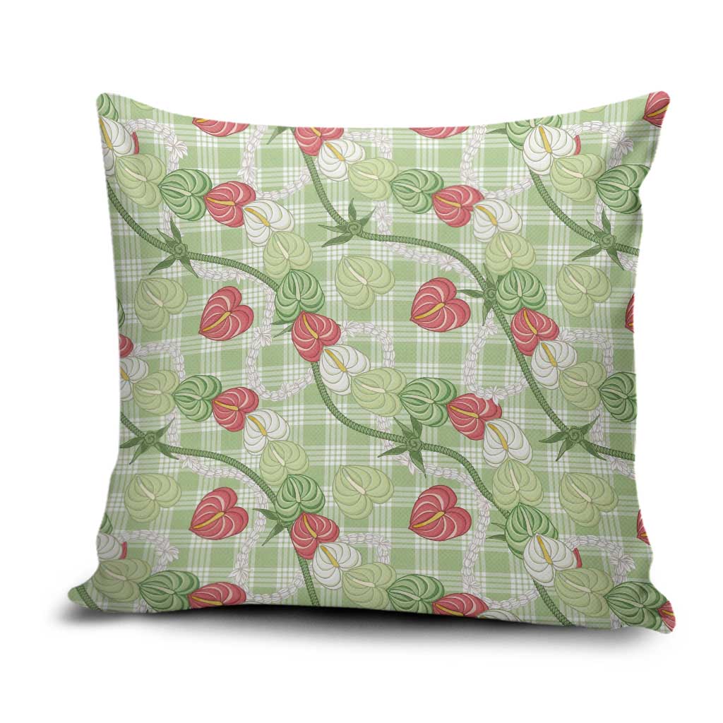 Anthurium Pikake Ti Leaf Palaka Pillow Cover Green Version
