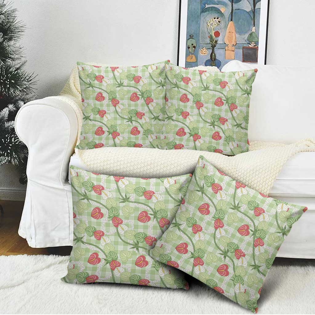 Anthurium Pikake Ti Leaf Palaka Pillow Cover Green Version