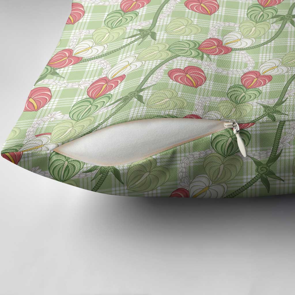 Anthurium Pikake Ti Leaf Palaka Pillow Cover Green Version