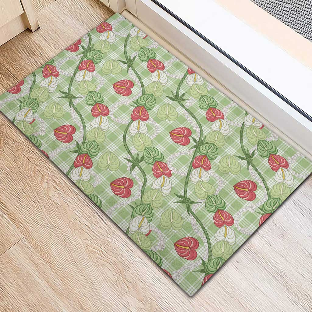 Anthurium Pikake Ti Leaf Palaka Rubber Doormat Green Version