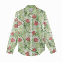 Anthurium Pikake Ti Leaf Palaka Women Casual Shirt Green Version LT01 - Polynesian Pride