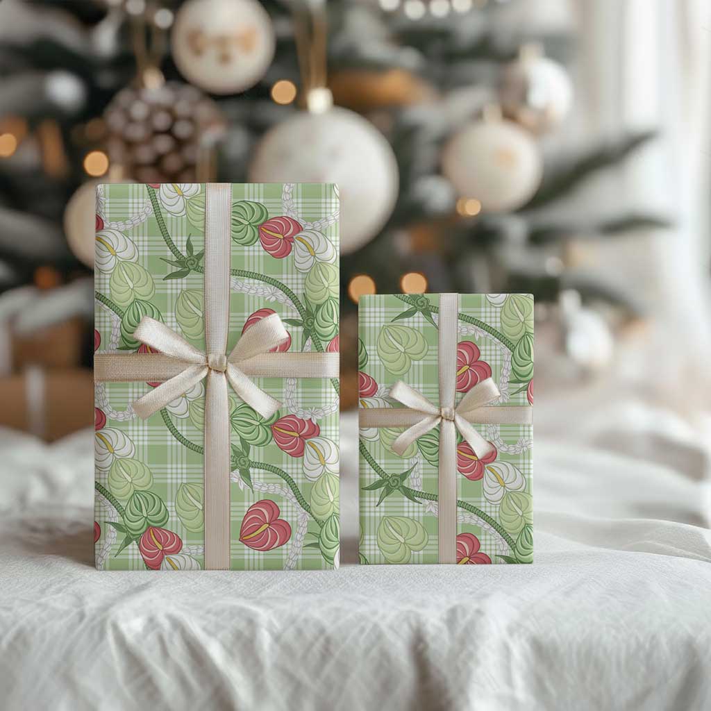 Anthurium Pikake Ti Leaf Palaka Wrapping Paper Green Version