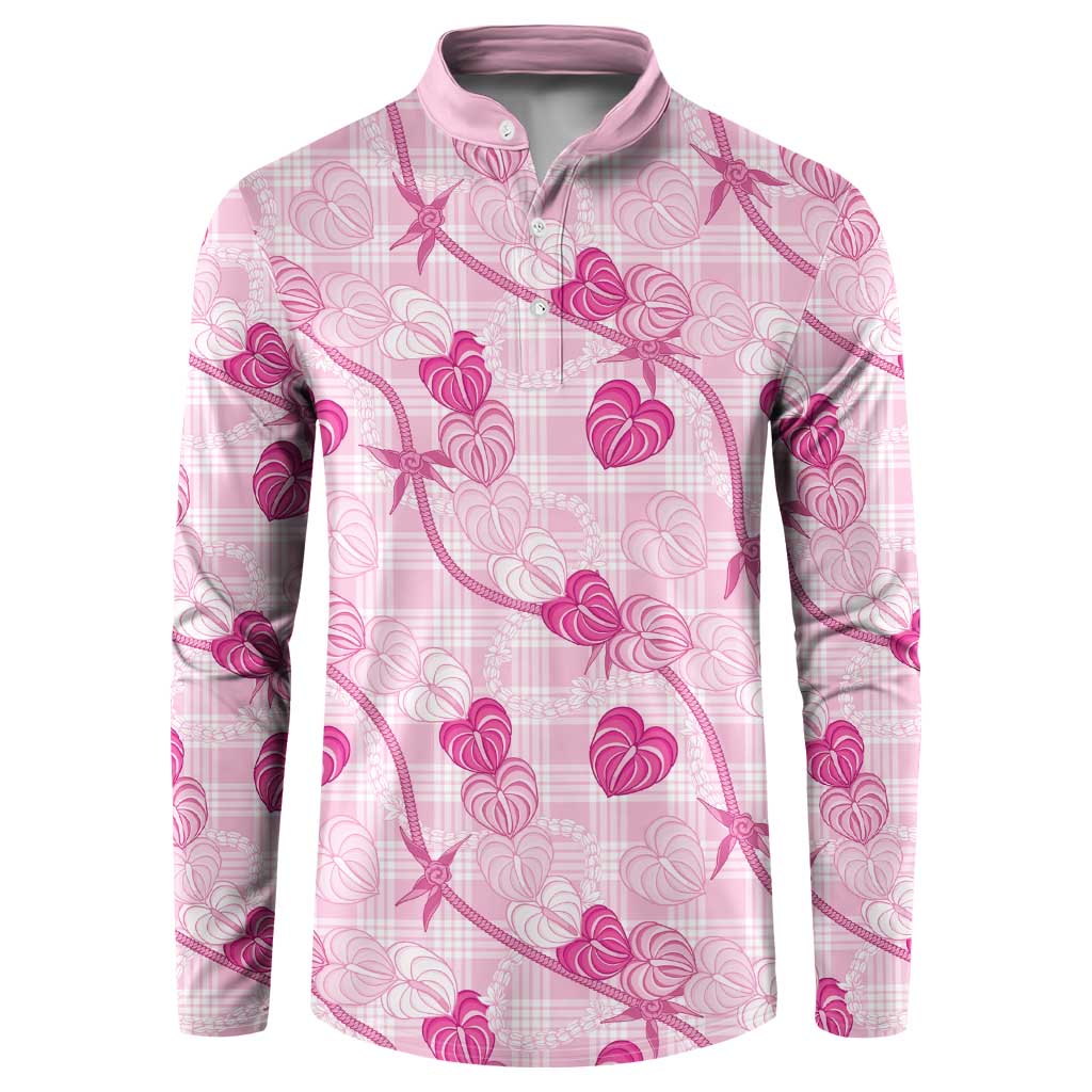 Anthurium Pikake Ti Leaf Palaka Button Sweatshirt Pink Version