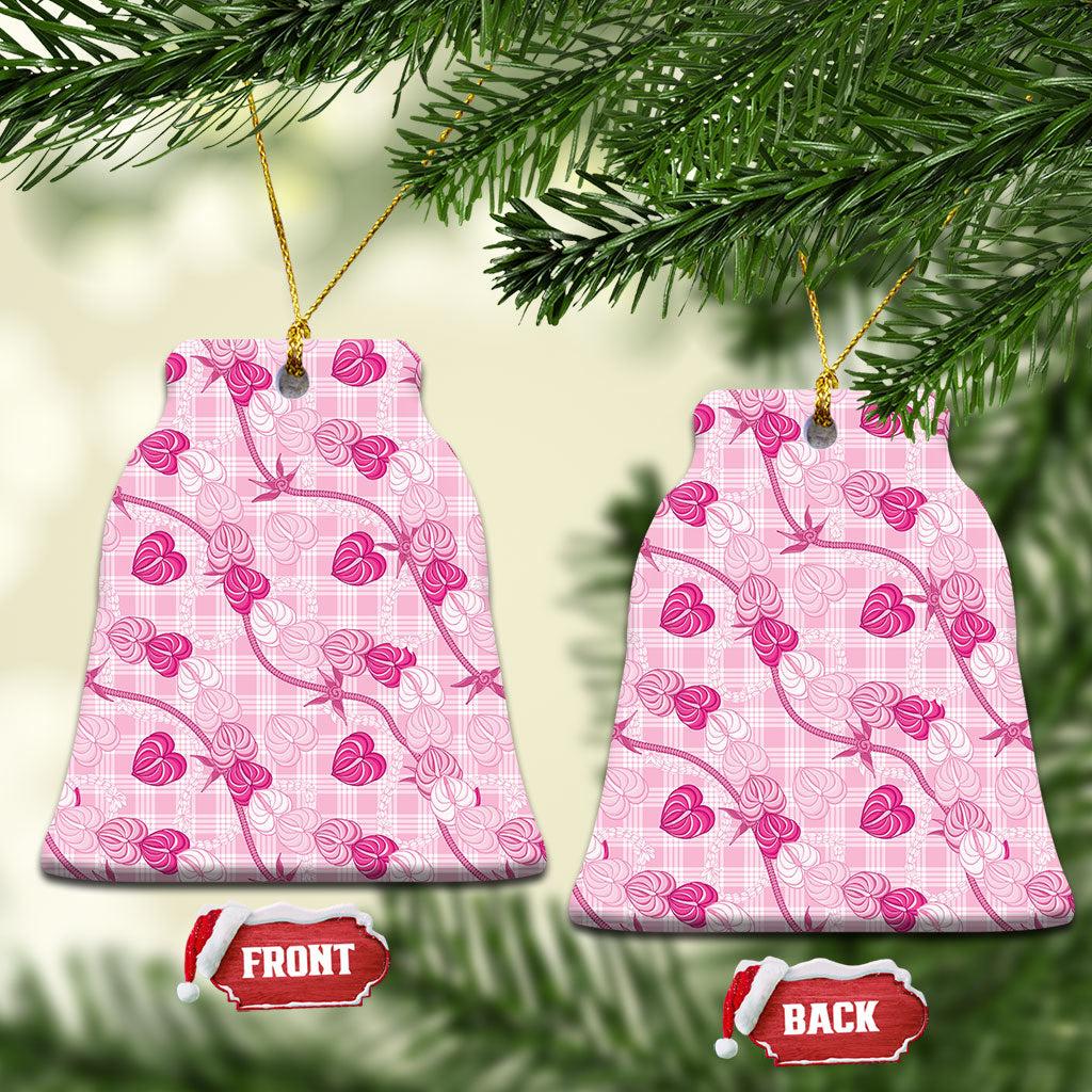 Anthurium Pikake Ti Leaf Palaka Ceramic Ornament Pink Version LT01 Bell Flake Pink - Polynesian Pride
