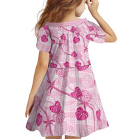 Anthurium Pikake Ti Leaf Palaka Family Matching Off Shoulder Maxi Dress and Hawaiian Shirt Pink Version LT01 - Polynesian Pride