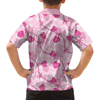 Anthurium Pikake Ti Leaf Palaka Family Matching Off Shoulder Short Dress and Hawaiian Shirt Pink Version LT01 - Polynesian Pride