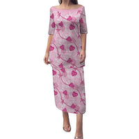 Anthurium Pikake Ti Leaf Palaka Family Matching Puletasi and Hawaiian Shirt Pink Version