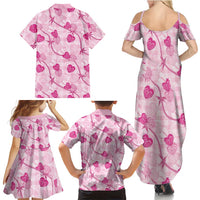 Anthurium Pikake Ti Leaf Palaka Family Matching Summer Maxi Dress and Hawaiian Shirt Pink Version LT01 - Polynesian Pride