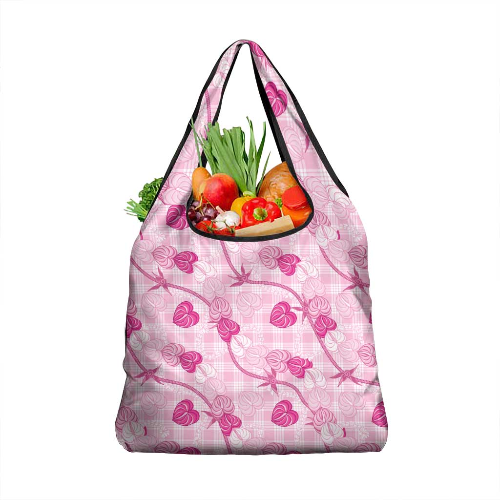 Anthurium Pikake Ti Leaf Palaka Grocery Bag Pink Version