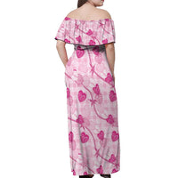 Anthurium Pikake Ti Leaf Palaka Off Shoulder Maxi Dress Pink Version