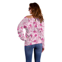 Anthurium Pikake Ti Leaf Palaka Off Shoulder Sweater Pink Version