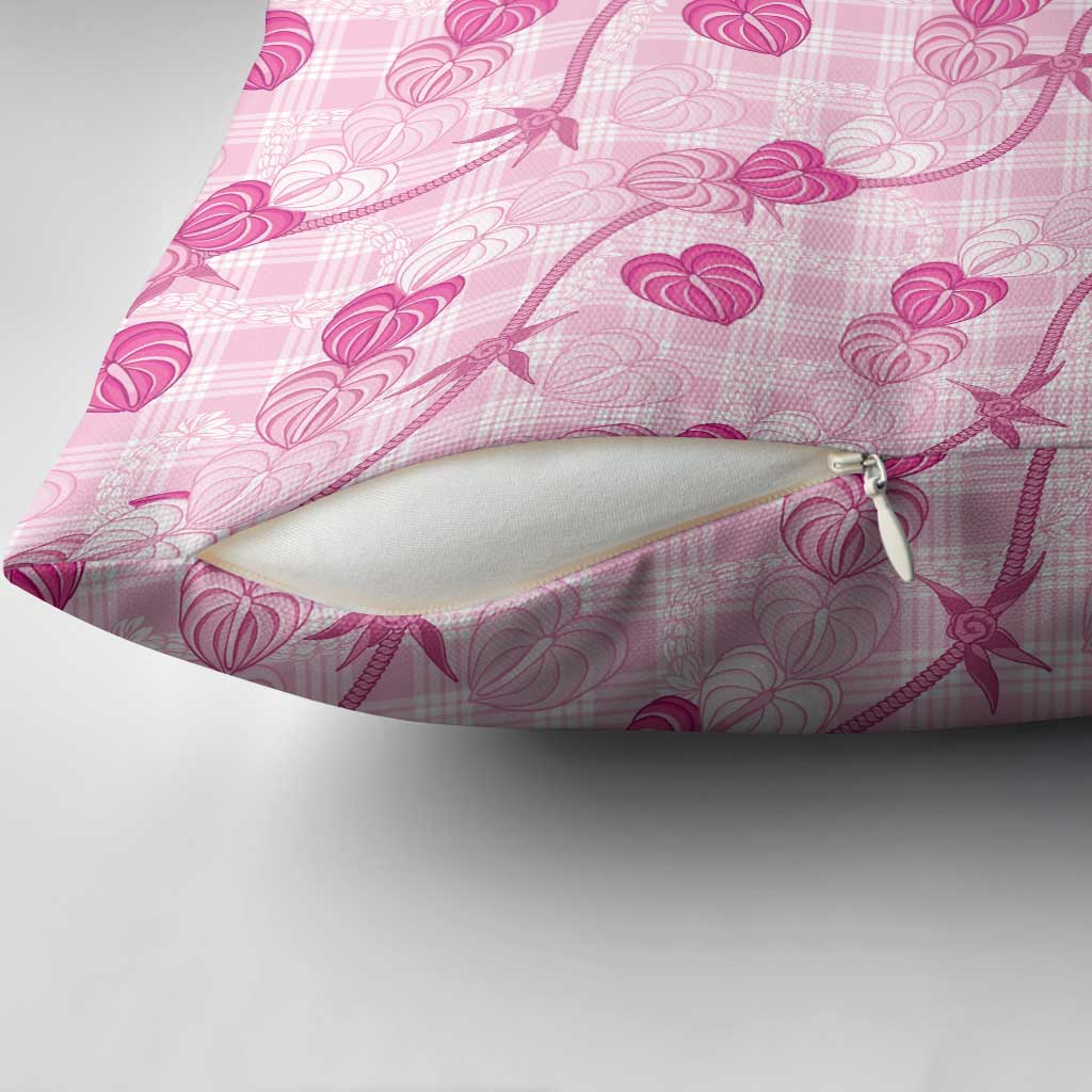 Anthurium Pikake Ti Leaf Palaka Pillow Cover Pink Version