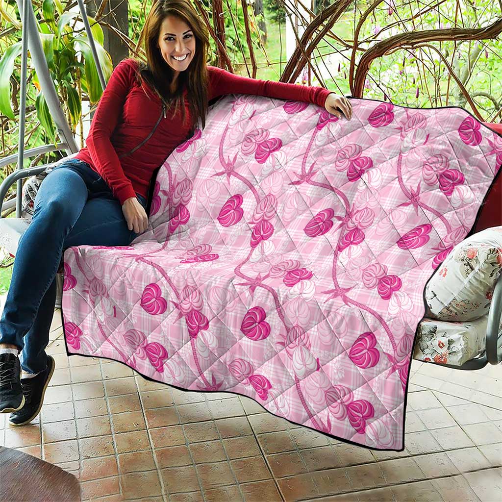 Anthurium Pikake Ti Leaf Palaka Quilt Pink Version