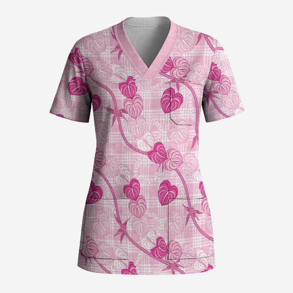 Anthurium Pikake Ti Leaf Palaka Scrub Top Pink Version