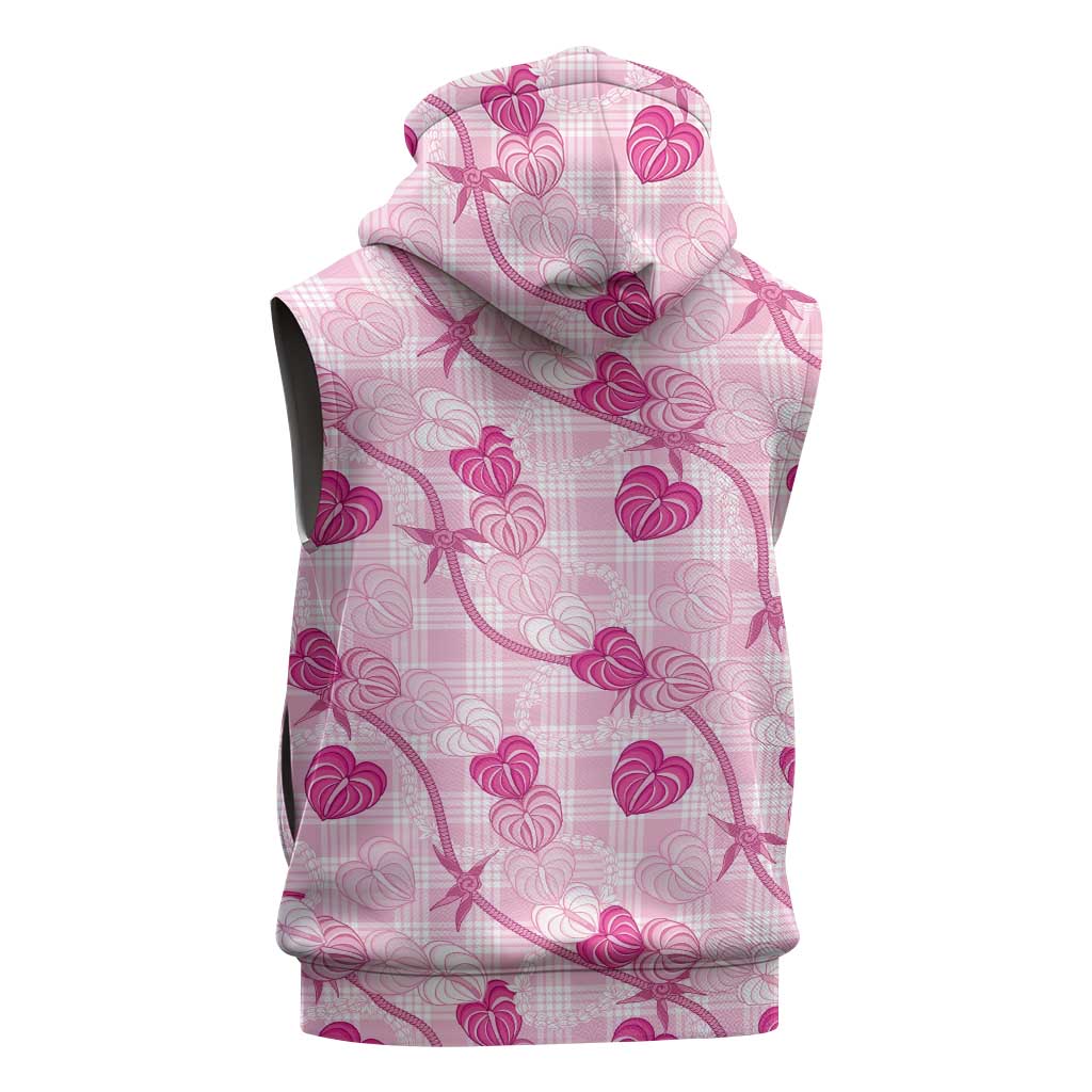 Anthurium Pikake Ti Leaf Palaka Sleeveless Hoodie Pink Version