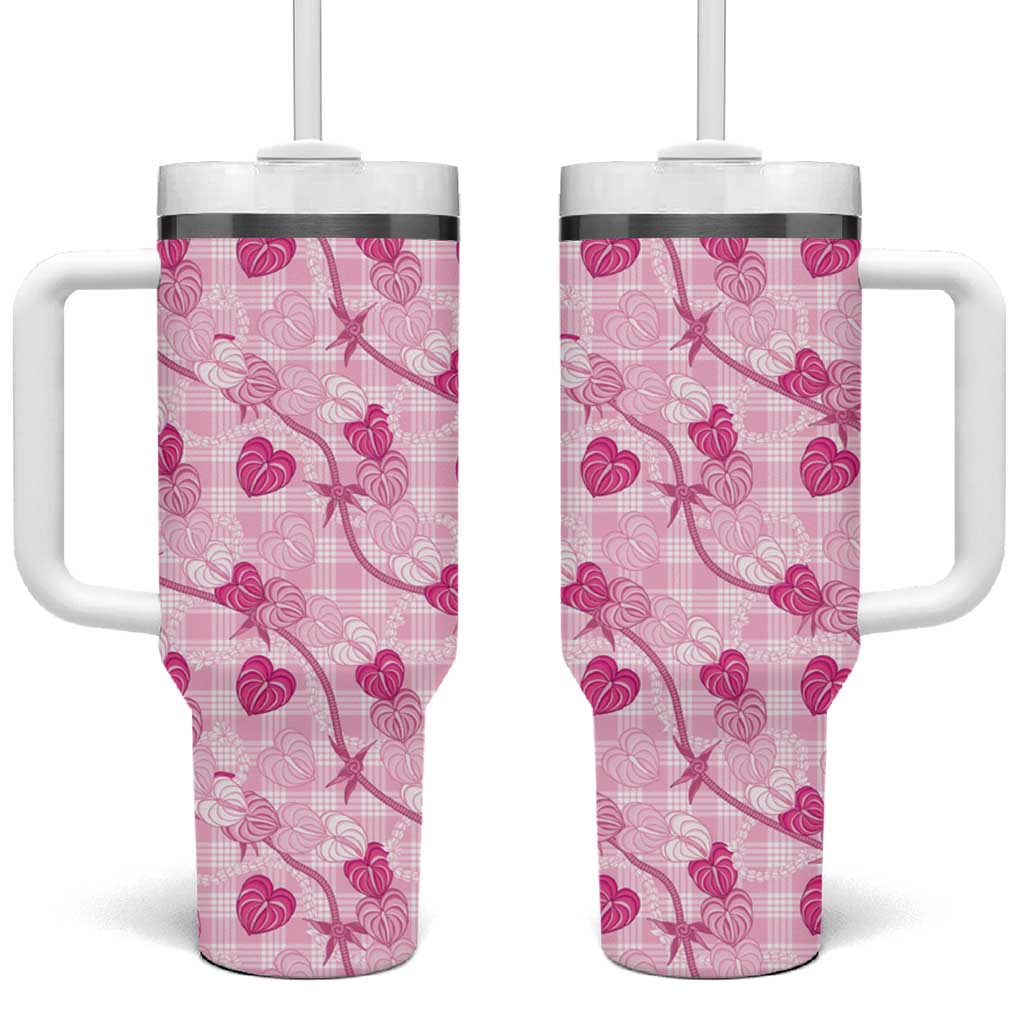 Anthurium Pikake Ti Leaf Palaka Tumbler With Handle Pink Version