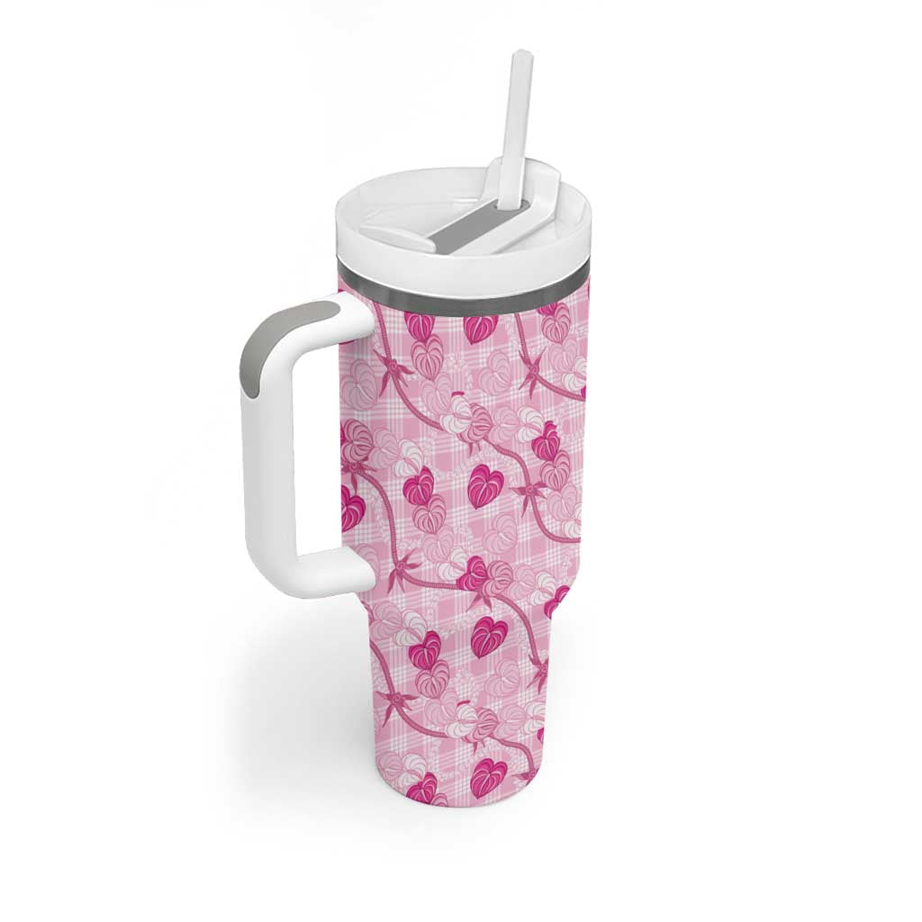 Anthurium Pikake Ti Leaf Palaka Tumbler With Handle Pink Version
