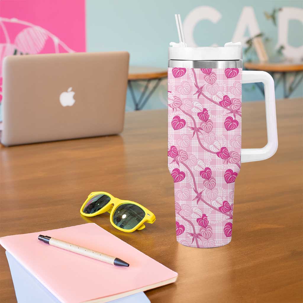 Anthurium Pikake Ti Leaf Palaka Tumbler With Handle Pink Version
