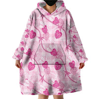 Anthurium Pikake Ti Leaf Palaka Wearable Blanket Hoodie Pink Version
