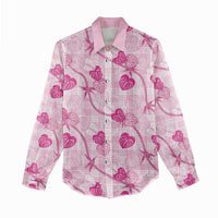Anthurium Pikake Ti Leaf Palaka Women Casual Shirt Pink Version LT01 - Polynesian Pride