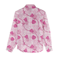 Anthurium Pikake Ti Leaf Palaka Women Casual Shirt Pink Version LT01 - Polynesian Pride