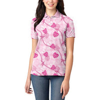 Anthurium Pikake Ti Leaf Palaka Women Polo Shirt Pink Version LT01 - Polynesian Pride