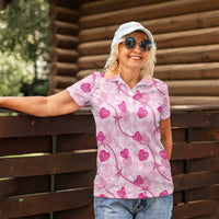 Anthurium Pikake Ti Leaf Palaka Women Polo Shirt Pink Version LT01 - Polynesian Pride