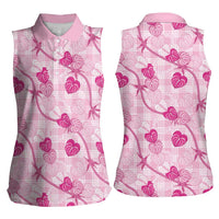 Anthurium Pikake Ti Leaf Palaka Women Sleeveless Polo Shirt Pink Version