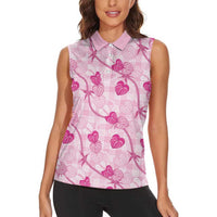 Anthurium Pikake Ti Leaf Palaka Women Sleeveless Polo Shirt Pink Version