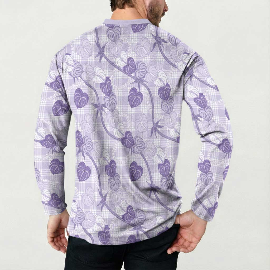 Anthurium Pikake Ti Leaf Palaka Button Sweatshirt Purple Version