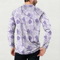 Anthurium Pikake Ti Leaf Palaka Button Sweatshirt Purple Version