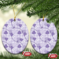 Anthurium Pikake Ti Leaf Palaka Ceramic Ornament Purple Version LT01 Oval Purple - Polynesian Pride