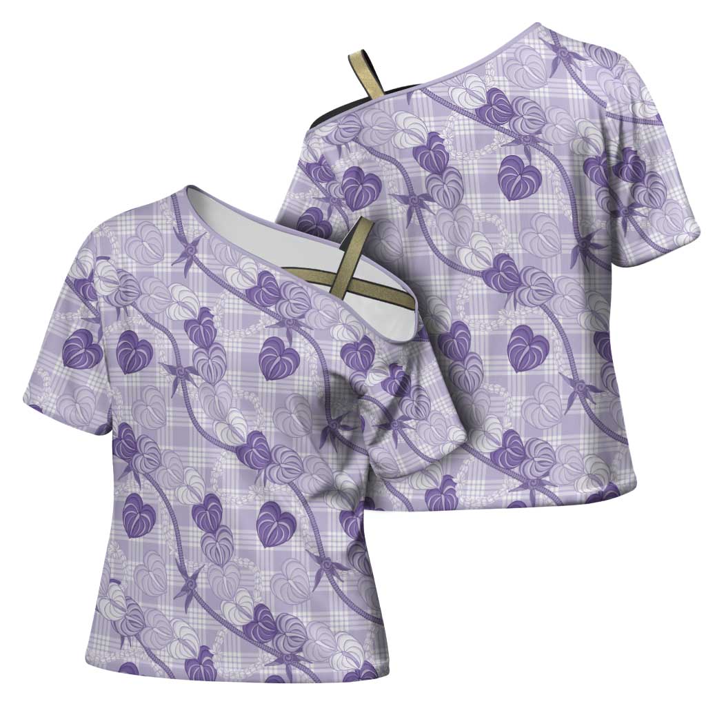 Anthurium Pikake Ti Leaf Palaka Cross Shoulder Shirt Purple Version