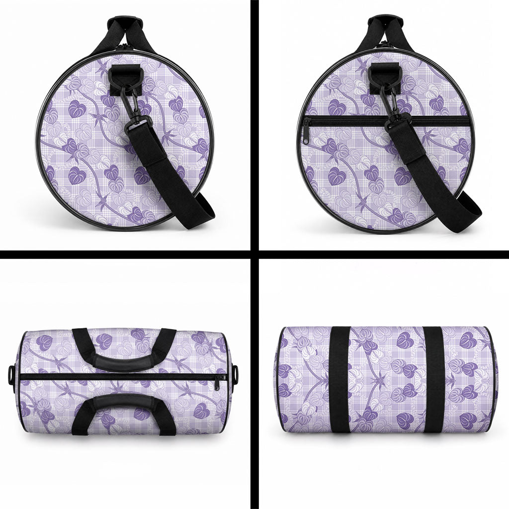 Anthurium Pikake Ti Leaf Palaka Duffle Bag Purple Version LT01 - Polynesian Pride