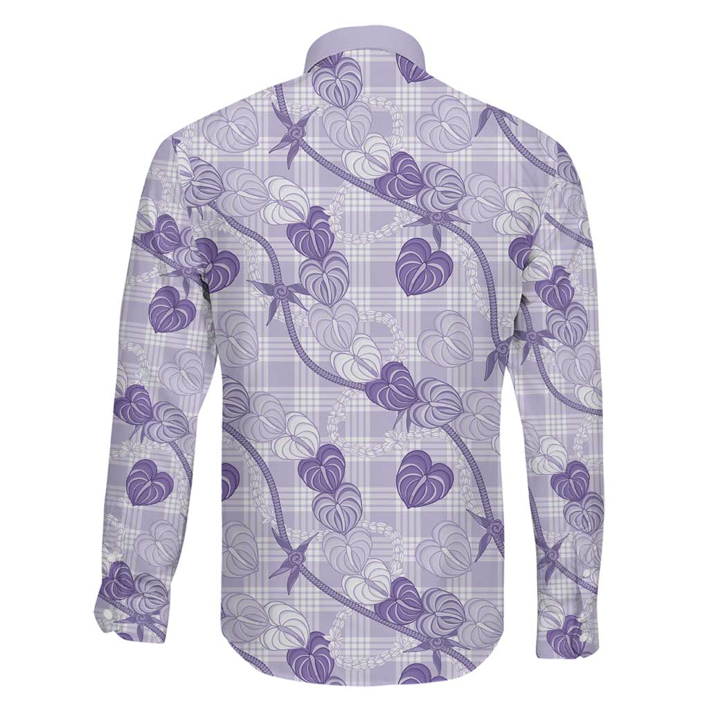 Anthurium Pikake Ti Leaf Palaka Family Matching Mermaid Dress and Hawaiian Shirt Purple Version LT01 - Polynesian Pride