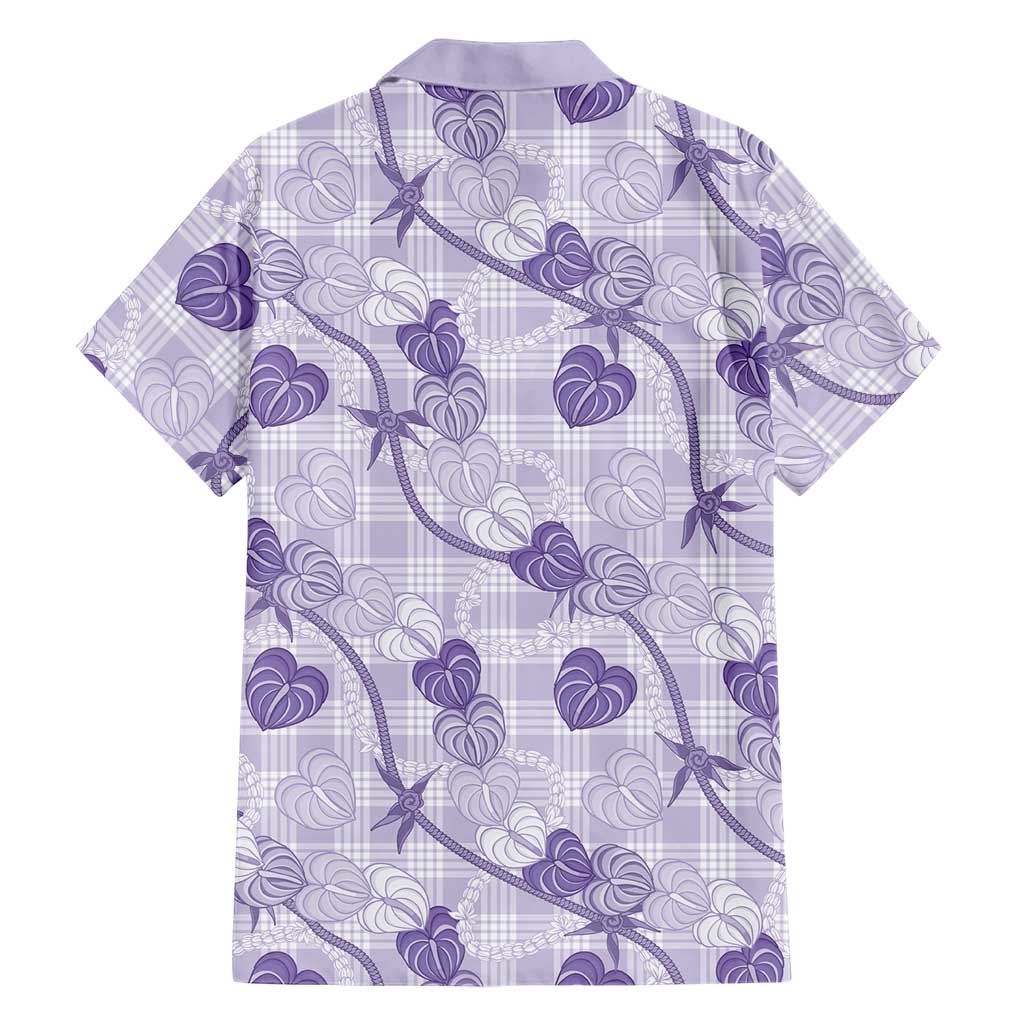 Anthurium Pikake Ti Leaf Palaka Family Matching Off The Shoulder Long Sleeve Dress and Hawaiian Shirt Purple Version LT01 - Polynesian Pride