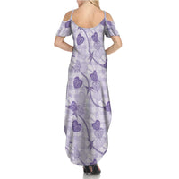 Anthurium Pikake Ti Leaf Palaka Family Matching Summer Maxi Dress and Hawaiian Shirt Purple Version LT01 - Polynesian Pride