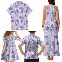 Anthurium Pikake Ti Leaf Palaka Family Matching Tank Maxi Dress and Hawaiian Shirt Purple Version LT01 - Polynesian Pride