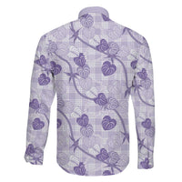 Anthurium Pikake Ti Leaf Palaka Family Matching Tank Maxi Dress and Hawaiian Shirt Purple Version LT01 - Polynesian Pride