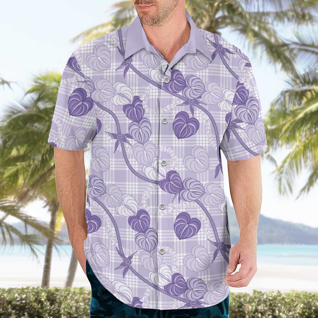 Anthurium Pikake Ti Leaf Palaka Hawaiian Shirt Purple Version