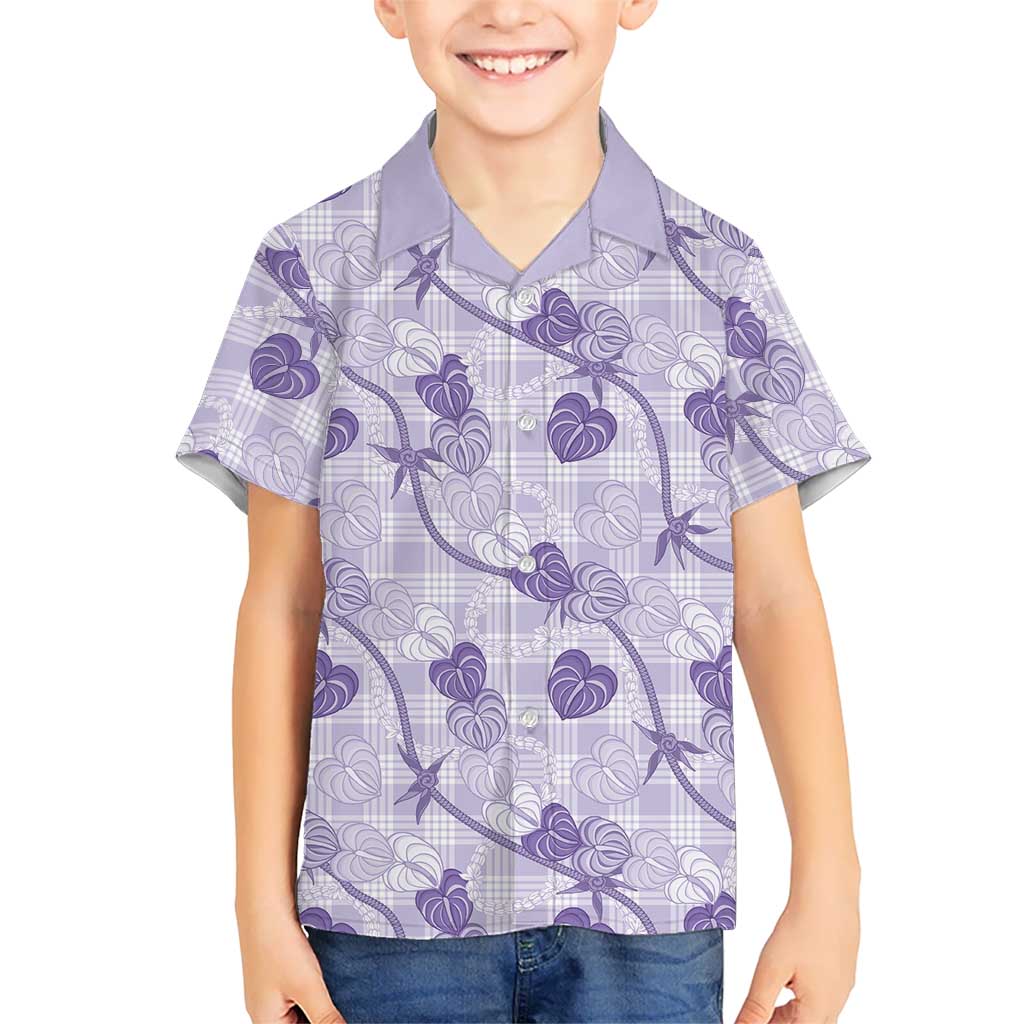 Anthurium Pikake Ti Leaf Palaka Kid Hawaiian Shirt Purple Version LT01 Kid Purple - Polynesian Pride