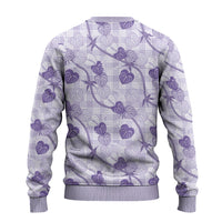 Anthurium Pikake Ti Leaf Palaka Ugly Christmas Sweater Purple Version LT01 - Polynesian Pride