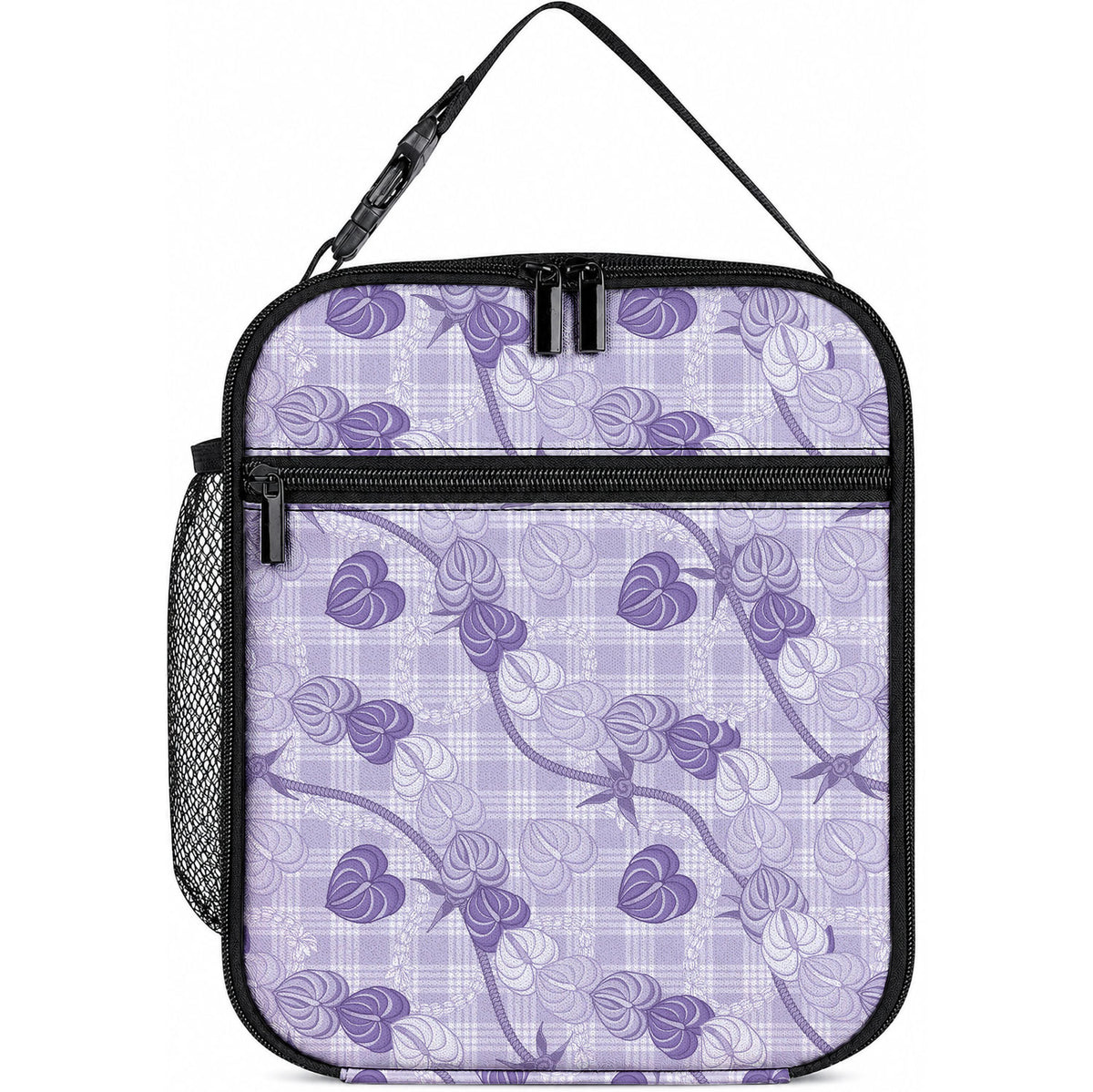 Anthurium Pikake Ti Leaf Palaka Lunch Bag Purple Version LT01 10.2 × 8.3 × 4.3 inch Purple - Polynesian Pride