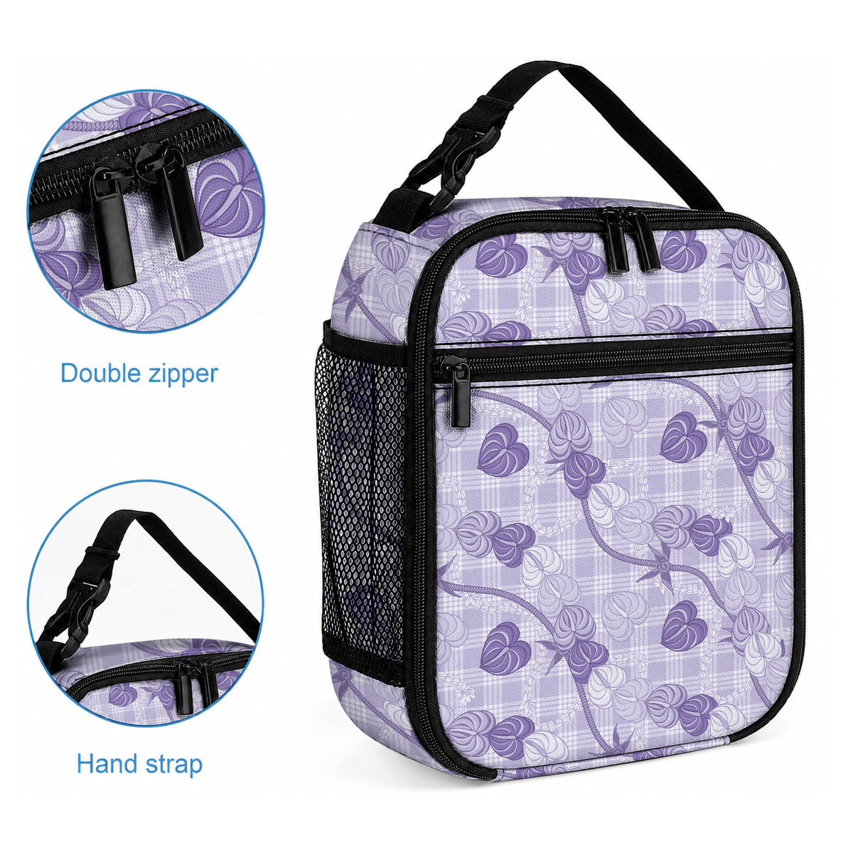Anthurium Pikake Ti Leaf Palaka Lunch Bag Purple Version LT01 - Polynesian Pride