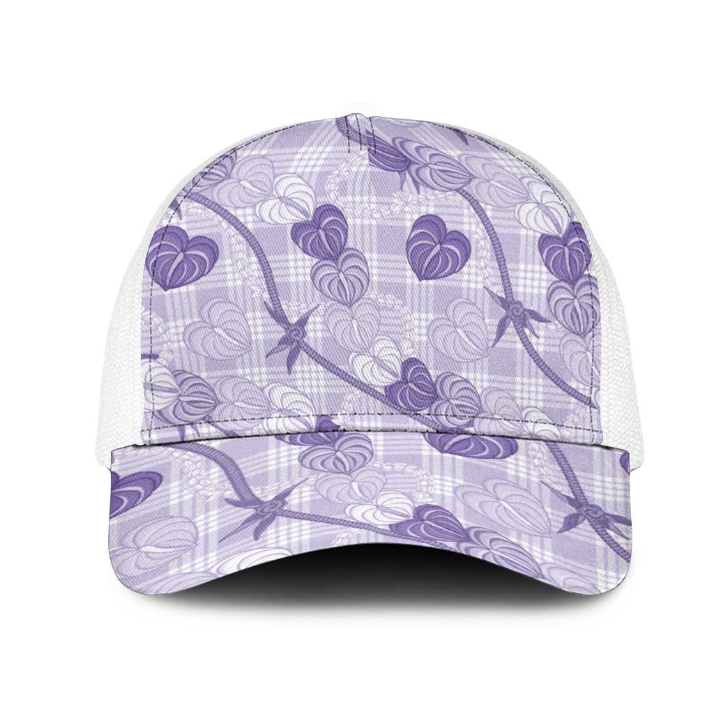 Anthurium Pikake Ti Leaf Palaka Mesh Trucker Cap Purple Version